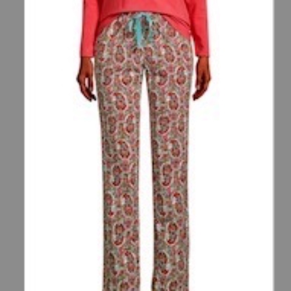Lands End Pajamas Long Sleeve Paisley Jersey BRAND NEW Elastic Drawstring Pant - Picture 2 of 12
